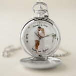Forever in Love Wedding Anniversary Photo Pocket W Pocket Watch<br><div class="desc">Keep your significant other close with this photo anniversary keepsake with photo,  sentiment,  name,  marriage and number of years married.  Composite design by Holiday Hearts Designs.</div>