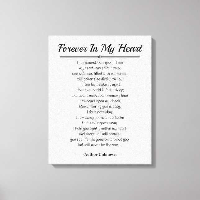 Forever In My Heart Canvas Print (Front)