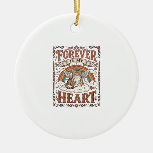 Forever In My Heart Cat Memorial Rainbow Bridge Vi Ceramic Ornament