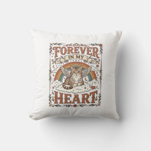 Forever In My Heart Cat Memorial Rainbow Bridge Vi Throw Pillow