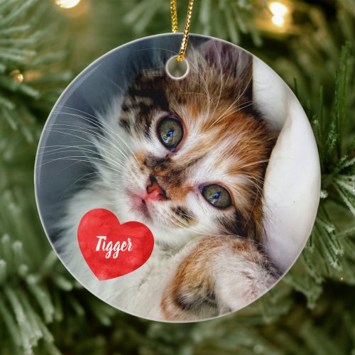 Forever In My Heart _ Cat Photo Pet Memorial Ceramic Ornament