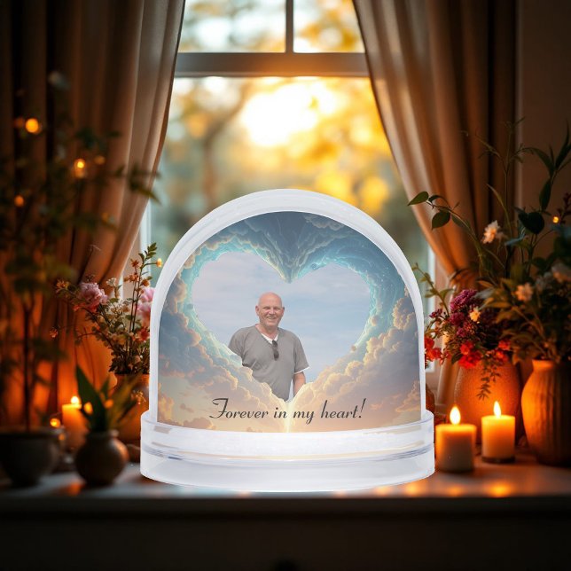 Forever in my heart! Heart and clouds, custom Snow Globe (Creator Uploaded)