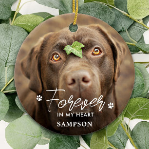 Forever in my Heart - Paw Prints Pet Dog 2 Photo Ceramic Ornament
