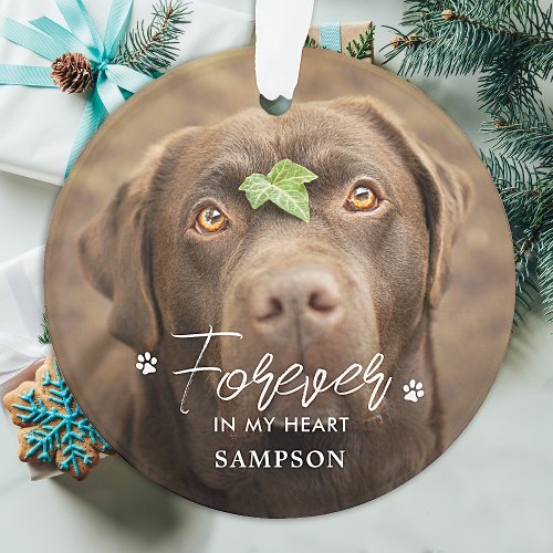 Forever in my Heart _ Paw Prints Pet Dog 2 Photo Ornament