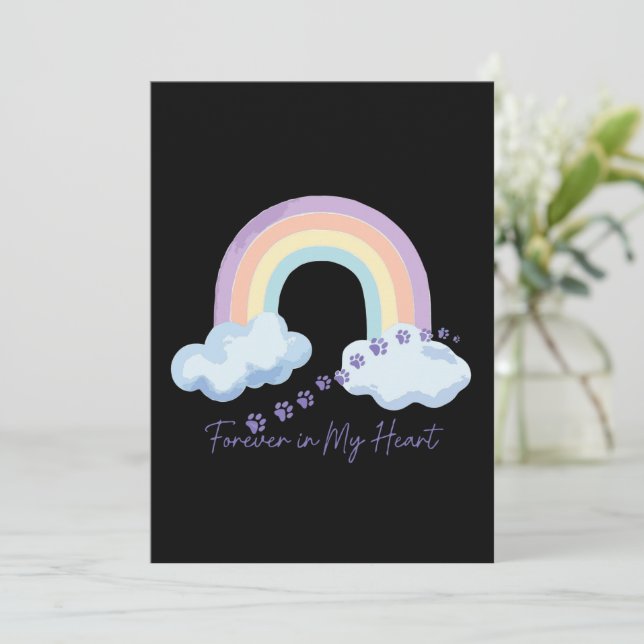 Forever in My Heart Pet Memorial Rainbow Bridge Invitation (Standing Front)
