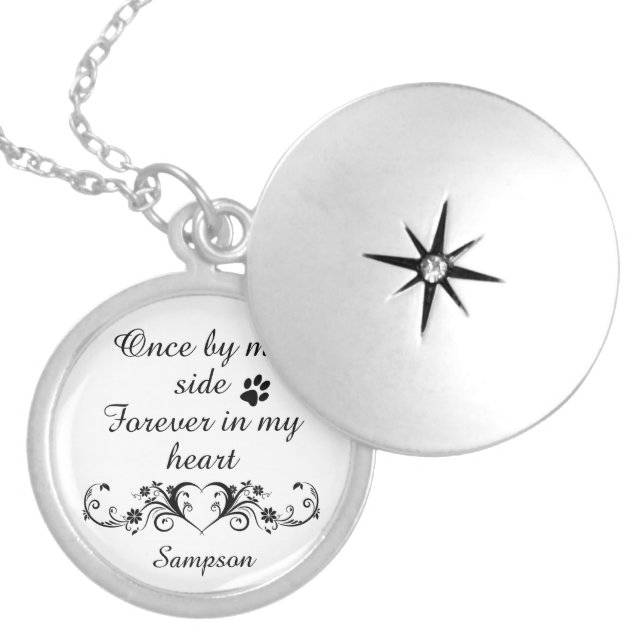 Forever in my Heart Pet Remembrance Personalized Locket Necklace (Front)