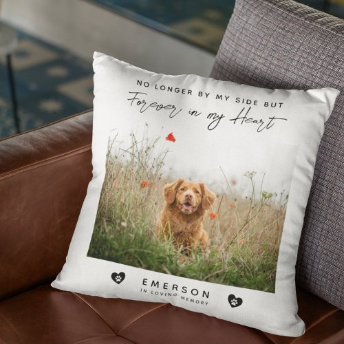 Forever in My Heart Photo Pet Memorial Throw Pillow