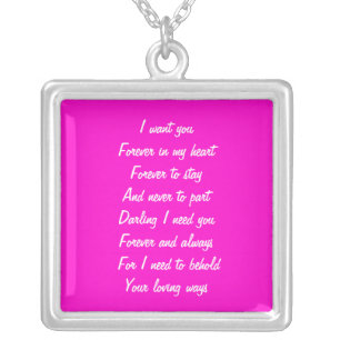 Forever in my heart silver plated necklace
