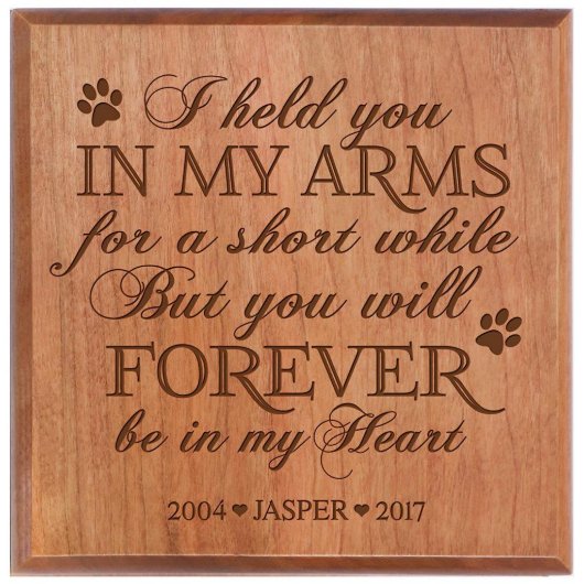 Forever In My Heart Small Cherry Wood Pet Urn (Front)