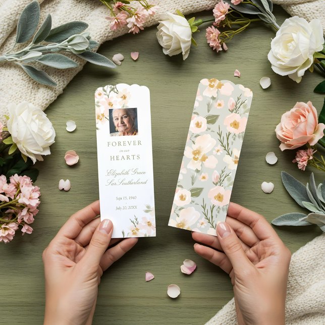Forever in Our Heart Floral Memorial Funeral Photo Bookmarks (Forever in Our Heart Floral Memorial Funeral Photo Bookmarks)