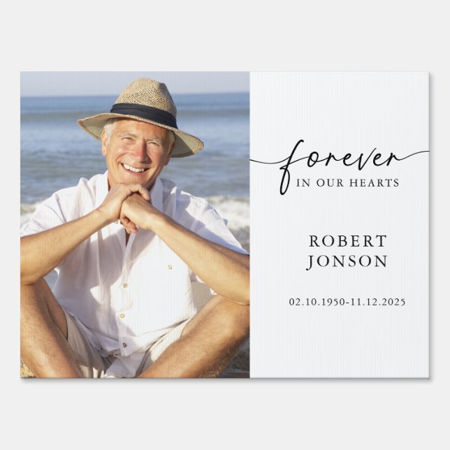 Forever In our Heart Funeral Memorial Yard Sign (Front)