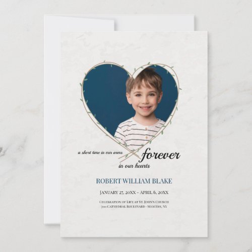 Forever in Our Heart Photo Celebration of Life  Invitation
