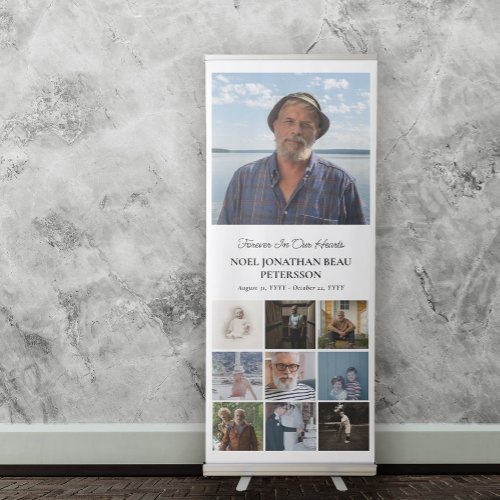 Forever In Our Hearts 10 Photo Collage Memorial Retractable Banner