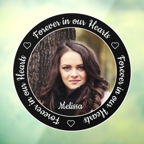 Forever in our Hearts 2 Photo Funeral Memorial Window Cling