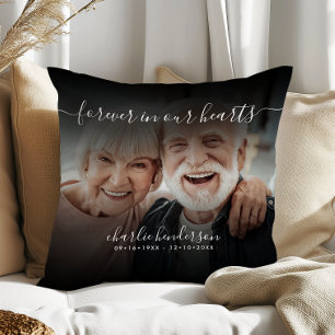 Forever In Our Hearts 2-Photo Memorial Tribute Thr Throw Pillow