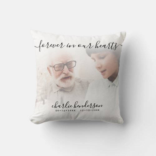 Forever In Our Hearts 2_Photo Memorial Tribute Throw Pillow