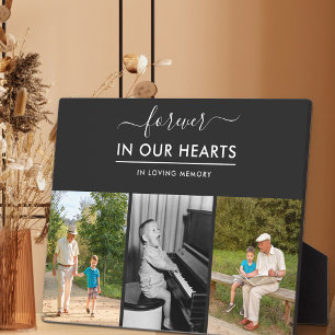 Forever in our Hearts 3 Photo Black Custom Plaque