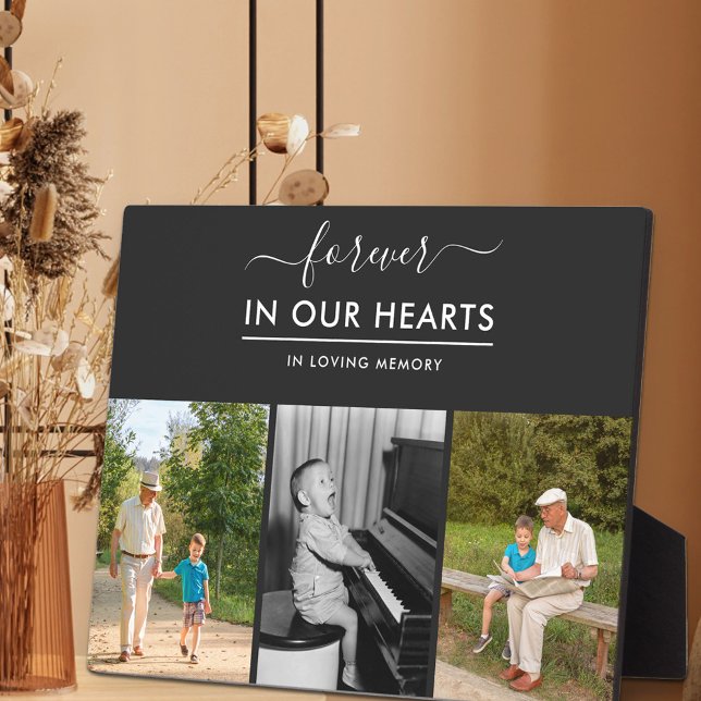 Forever in our Hearts 3 Photo Black Custom Plaque (Creator Uploaded)