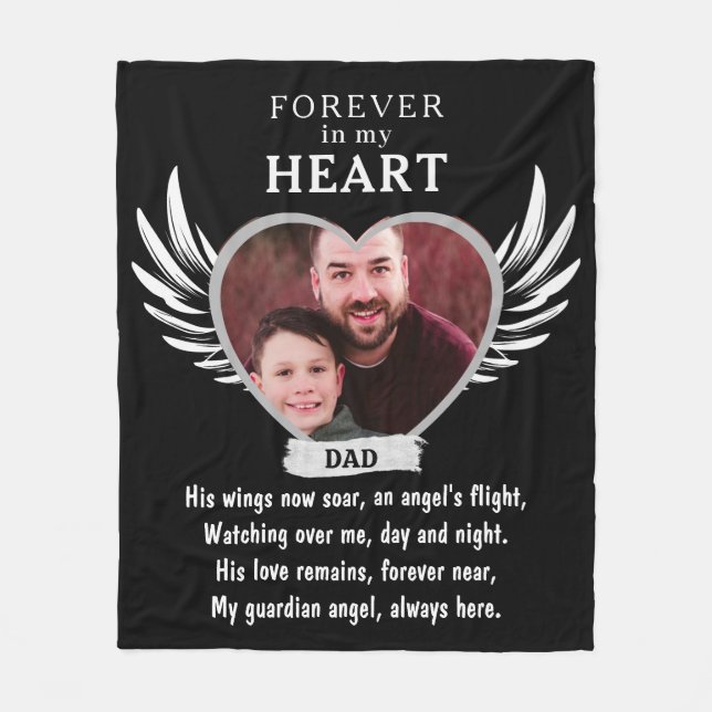Forever In Our Hearts Angel Memorial Keepsake Soft Fleece Blanket (Front)