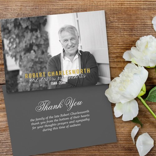 Forever in our Hearts BW Photo Funeral Thank You Card