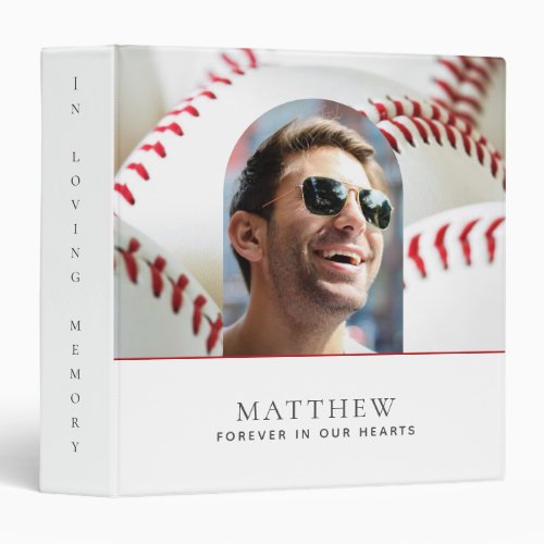 Forever in our Hearts Baseball Photo Memorial  3 Ring Binder