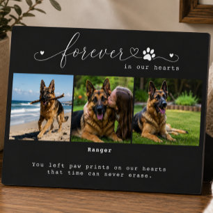 Forever in Our Hearts Black Pet Memorial 3 Photo Plaque