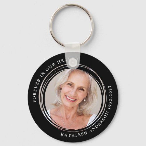 Forever in Our Hearts Black White Photo Keychain