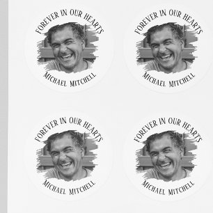 Forever In Our Hearts Brushed Photo Funeral Classic Round Sticker