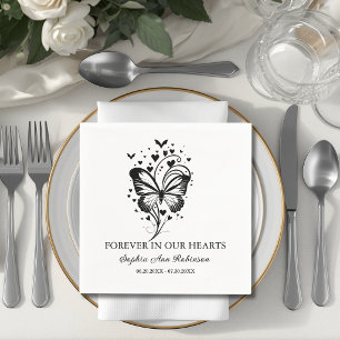 Forever In Our Hearts Butterfly Funeral Memorial Napkins