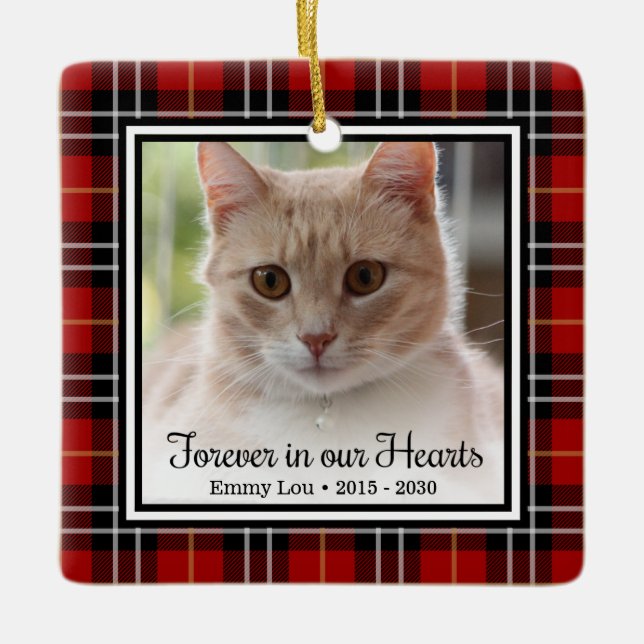 Forever In Our Hearts Cat Ceramic Ornament (Front)