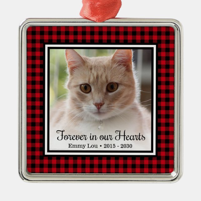 Forever In Our Hearts Cat Metal Ornament (Front)