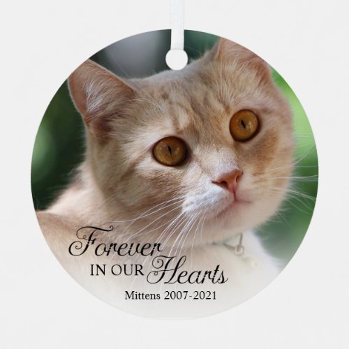 Forever In Our Hearts Cat Photo Metal Ornament
