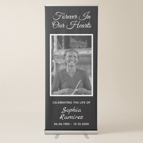 Forever In Our Hearts Celebration Of Life Funeral Retractable Banner