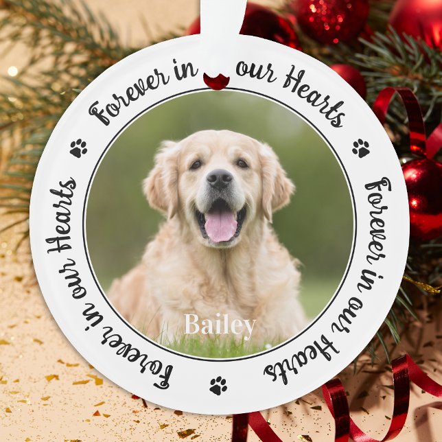 Forever In Our Hearts Custom 2 Photo Pet Memorial  Ornament (Creator Uploaded)