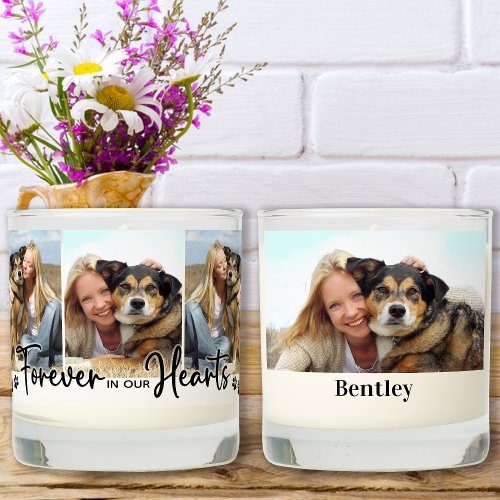 Forever In Our Hearts Custom 4 Photo Pet Memorial  Scented Candle