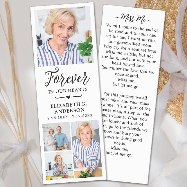 Forever in our Hearts Custom 4 Photo Poem Funeral Bookmarks (Creator Uploaded)