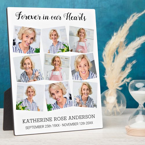 Forever In Our Hearts Custom 9 Photo Memorial Plaque