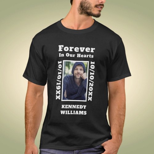 Forever In Our Hearts Custom Photo Death Memorial T_Shirt
