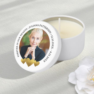 Forever in Our Hearts Custom Photo Funeral Mini Candle Favors
