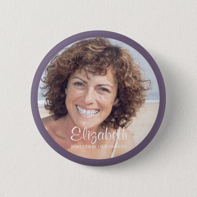 Forever In Our Hearts Custom Photo Memorial Button (Front)