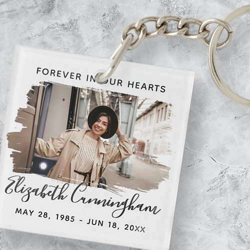 Forever in our Hearts Custom Photo Memorial Keychain