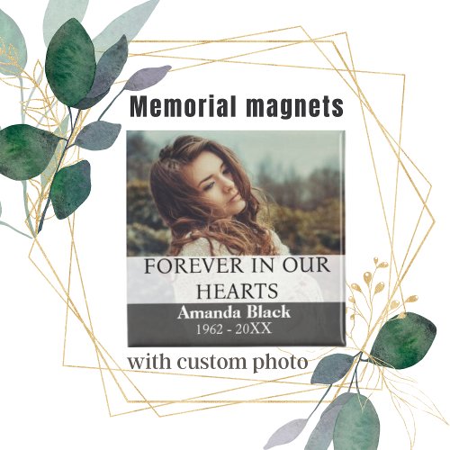 Forever in our Hearts Custom Photo Memorial Magnet