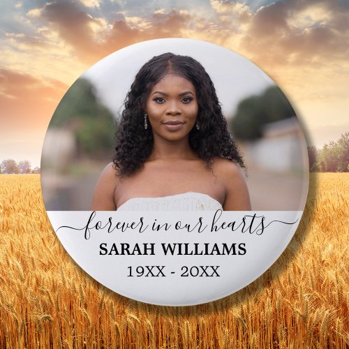 Forever In Our Hearts Custom Photo Memorial Magnet Button