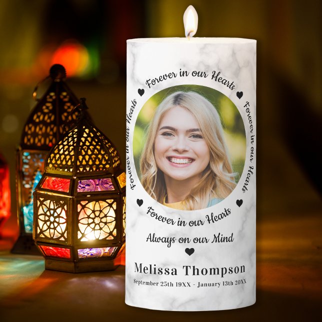 Forever in our Hearts - Custom Photo Memorial Pillar Candle (Creator Uploaded)