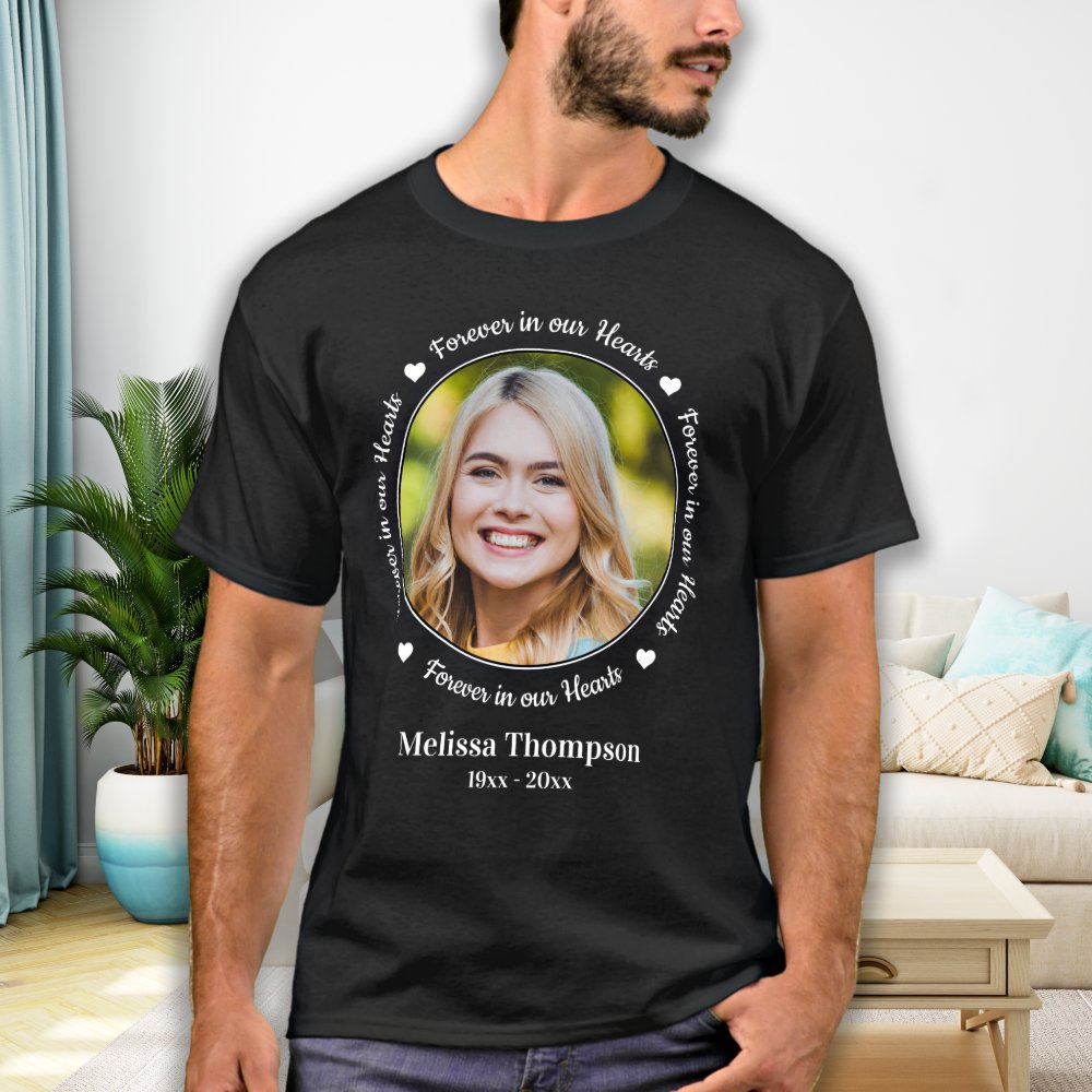 Discover Forever in our Hearts Custom Photo Memorial Walk Personalized T-Shirt