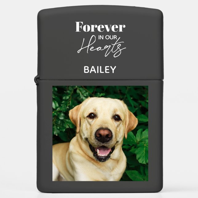 Forever in our Hearts Custom Photo Pet Memorial Zippo Lighter (Front)