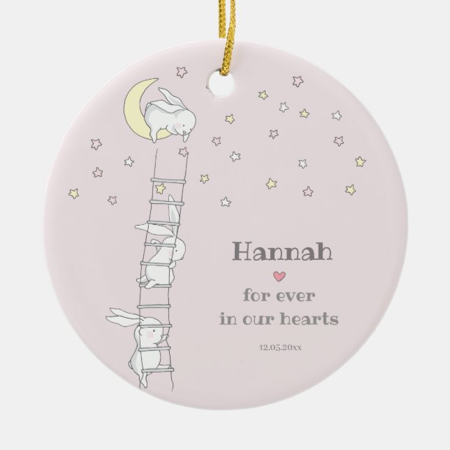 Forever in our Hearts Cute Loss of Child Keepsake Ceramic Ornament (Front)