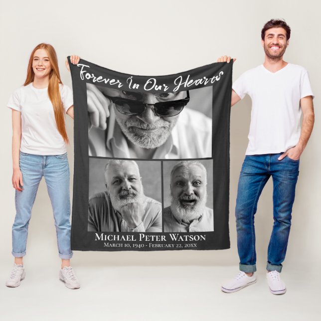 Forever in our Hearts Dad Grandpa Memorial Fleece Blanket (In Situ)
