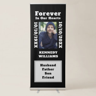 Forever In Our Hearts Death Funeral Memorial Photo Retractable Banner