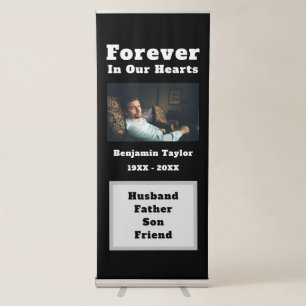 Forever In Our Hearts Death Memorial Funeral Photo Retractable Banner